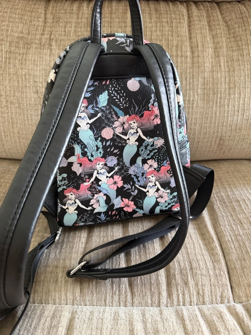 Loungefly Disney Ariel Mini Backpack - Black with Pink & Aqua Accents